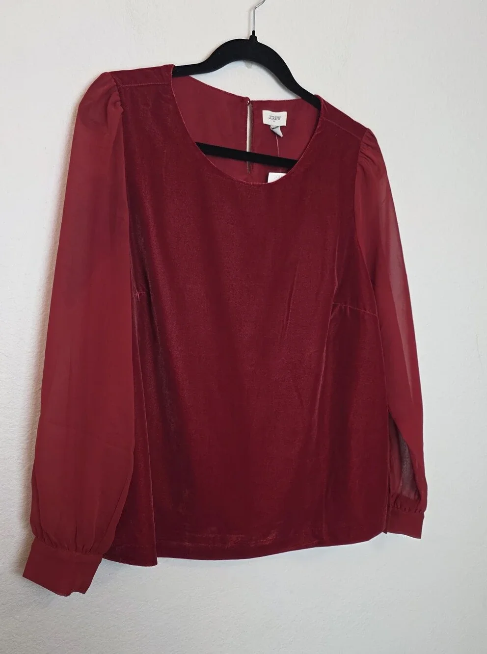 🚨NEW J CREW Velvet Puff-Sleeve Top Size 8 Holiday Festive Dressy Holiday 2025